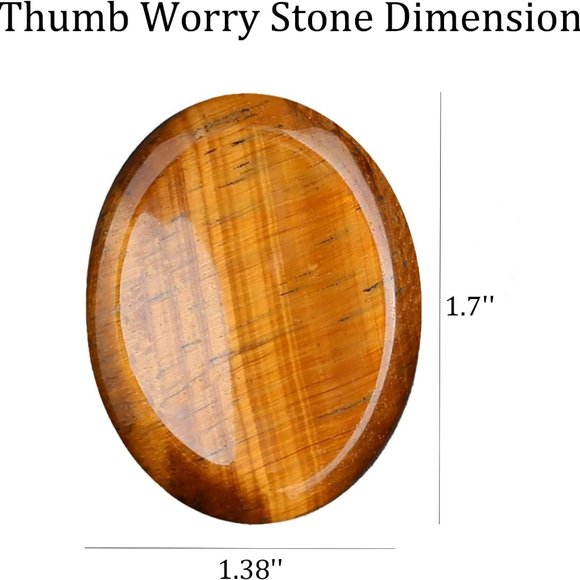 Thumb Worry Stone Tiger's Eye Quartz Crystal Rock GIFT BAG Anxiety Crystal NEW - Picture 3 of 6